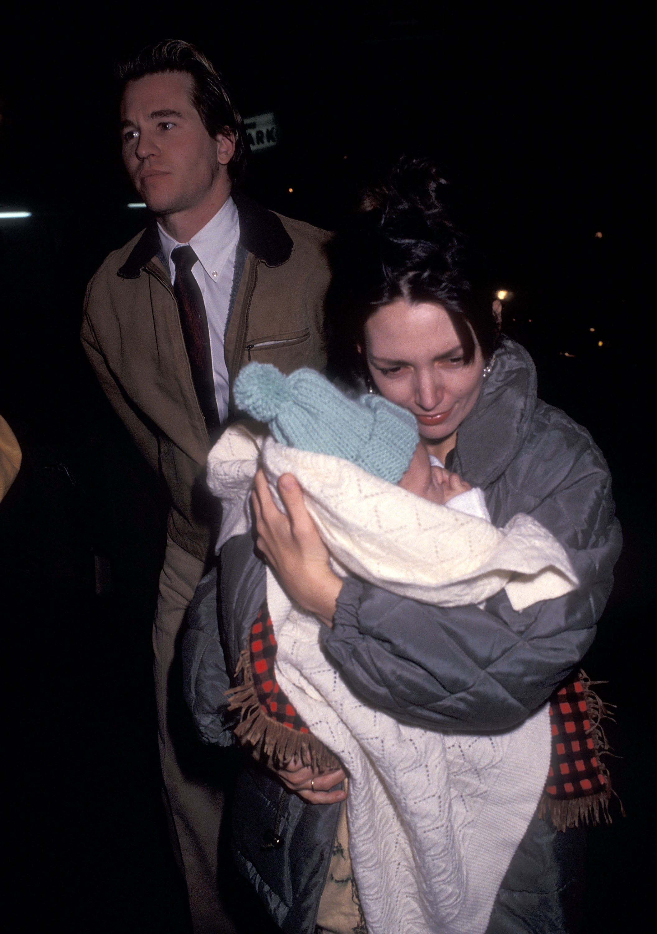 Joanne Whalley, Val Kilmer, and Mercedes Kilmer at review performance of the Broadway play "Death and the Maiden" in 1992 | Source: Getty Images