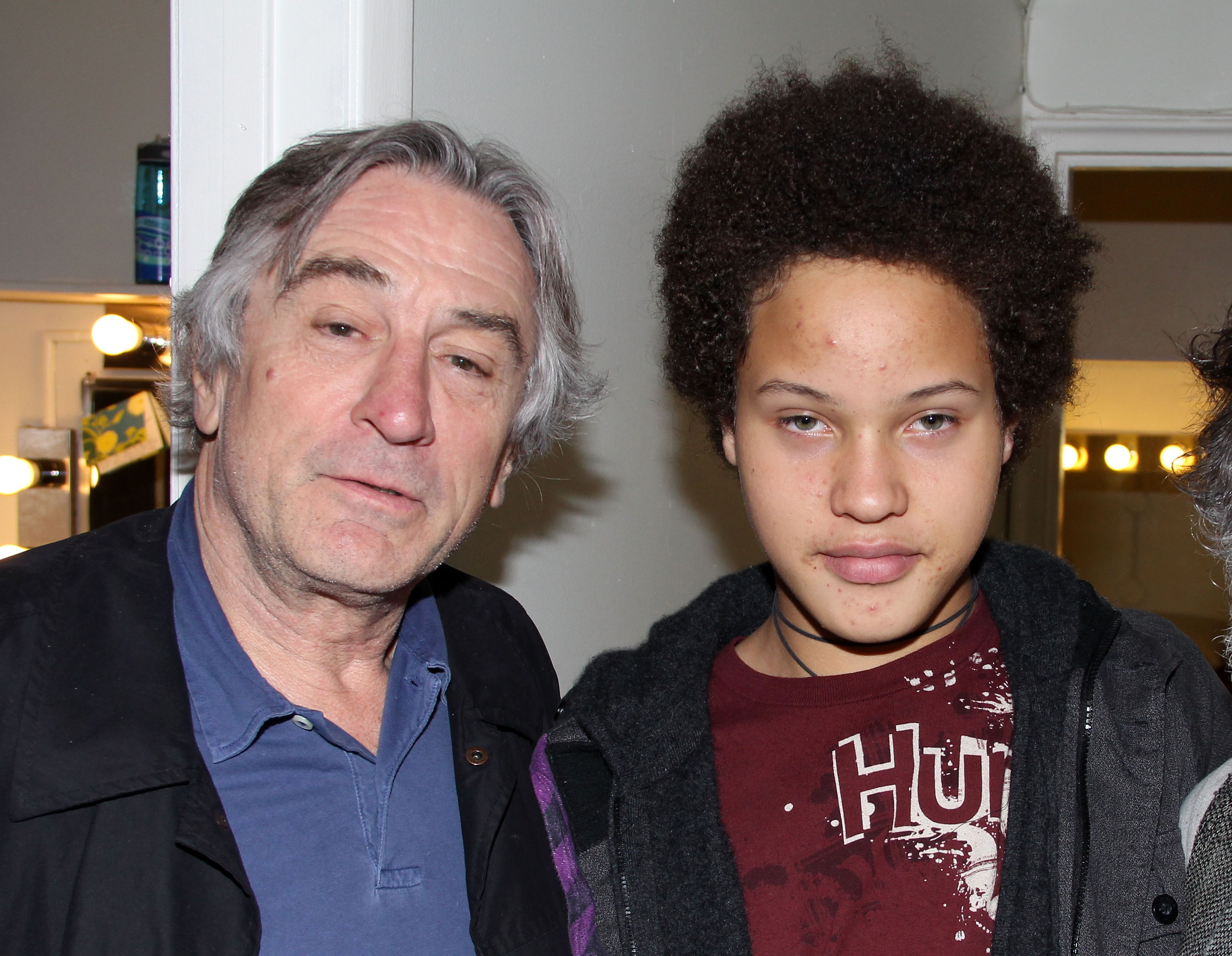 Robert De Niro and his son Julian De Niro pose backstage at the hit play "Bengal Tiger at the Baghdad Zoo" on Broadway on April 24, 2011, in New York City | Source: Getty Images