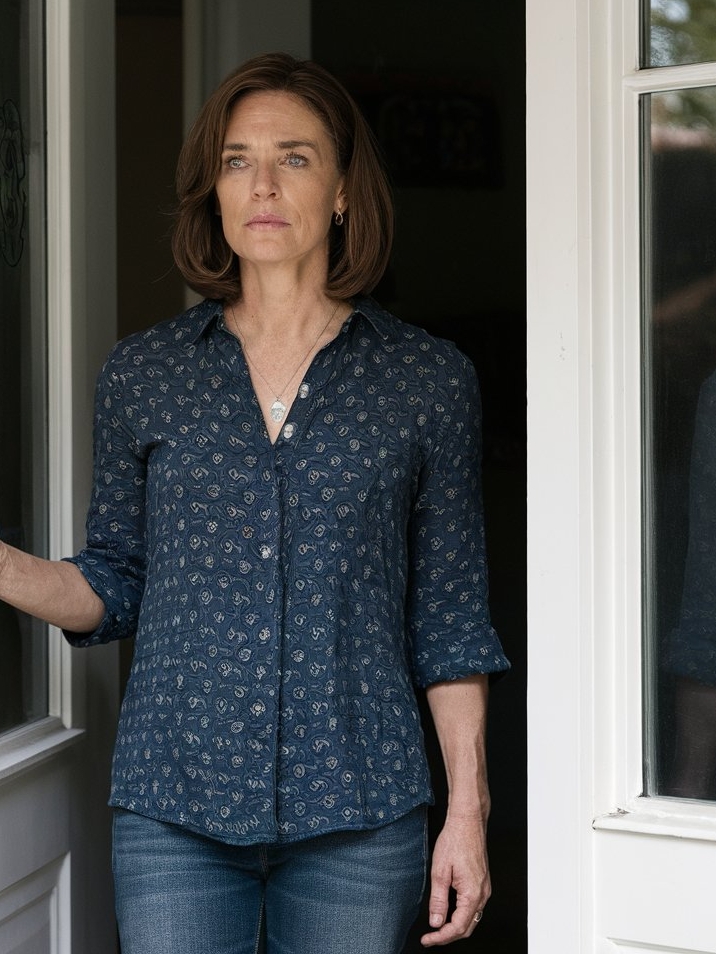 A woman standing in the doorway of a home | Source: Midjourney