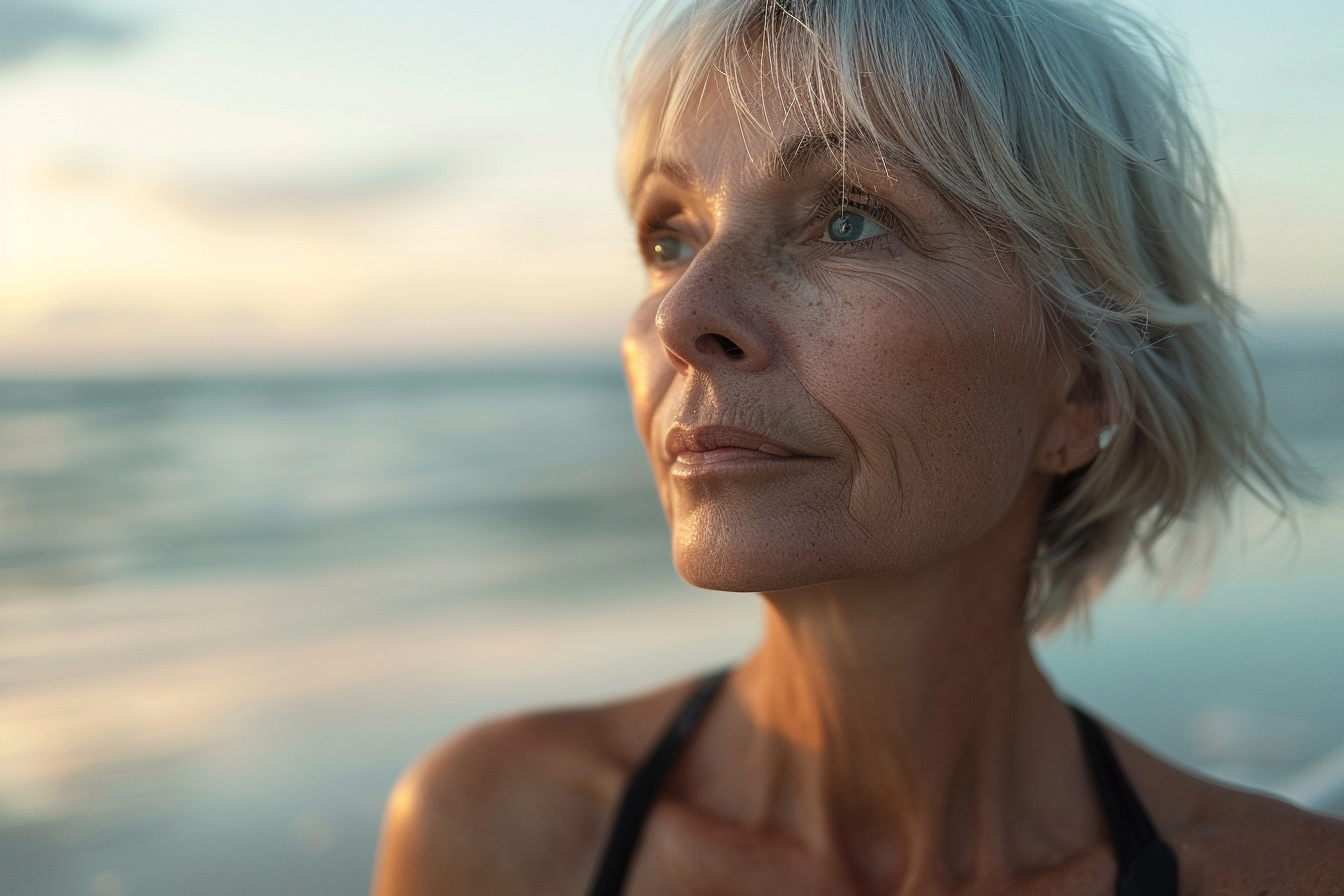 Mature woman on the beach | Source: Midjourney