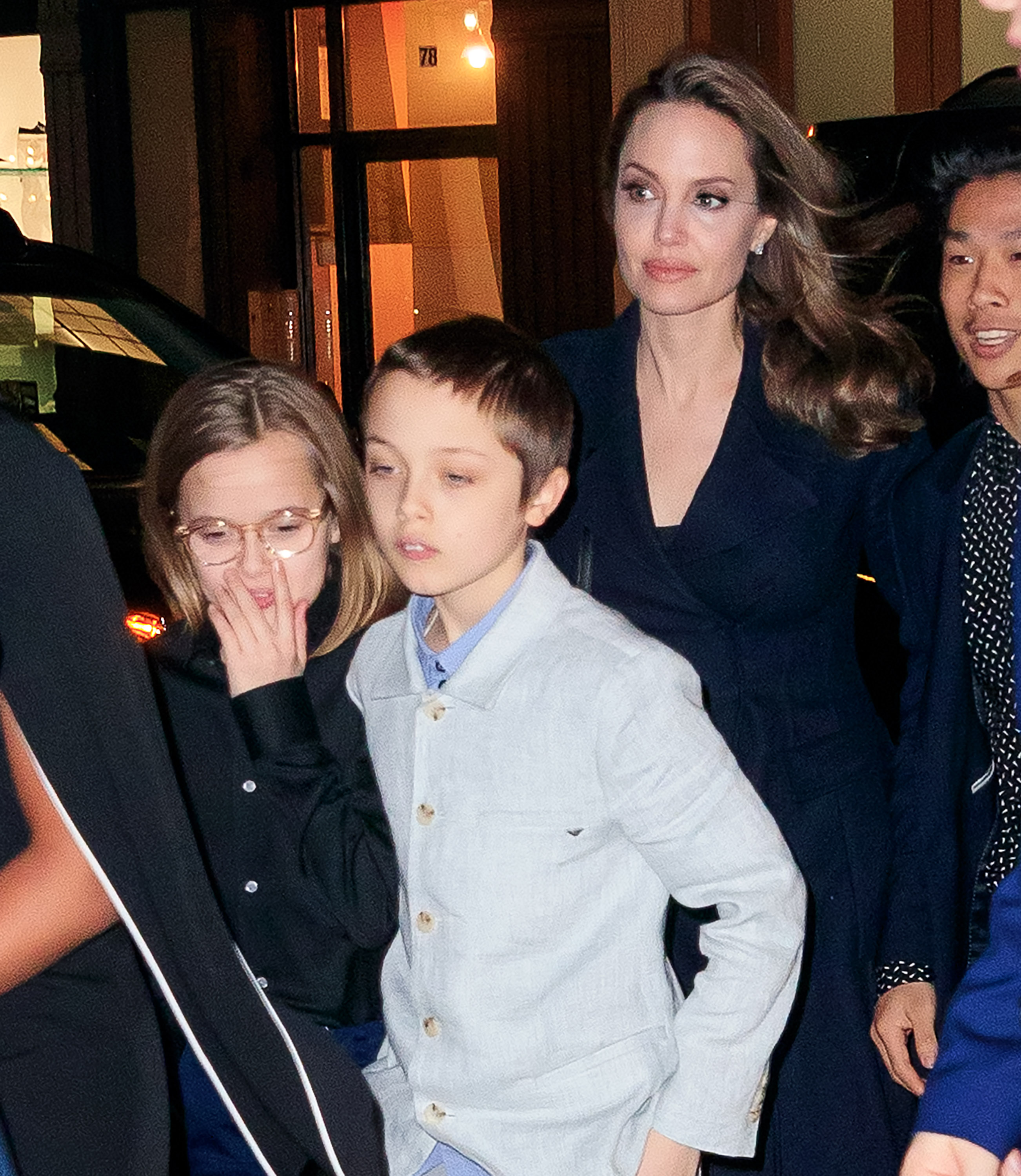 Knox Jolie-Pitt with his mother and siblings at the screening of "The Boy Who Harnessed the Wind" on February 25, 2019, in New York City | Source: Getty Images