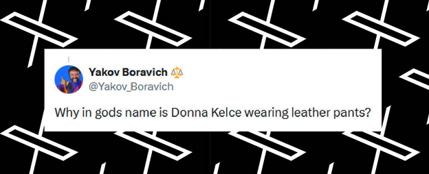 A fan comments on Donna Kelce's outfit to the game between Kansas City Chiefs and the Las Vegas Raiders, from a post dated November 30, 2024 | Source: X/Yakov_Boravich