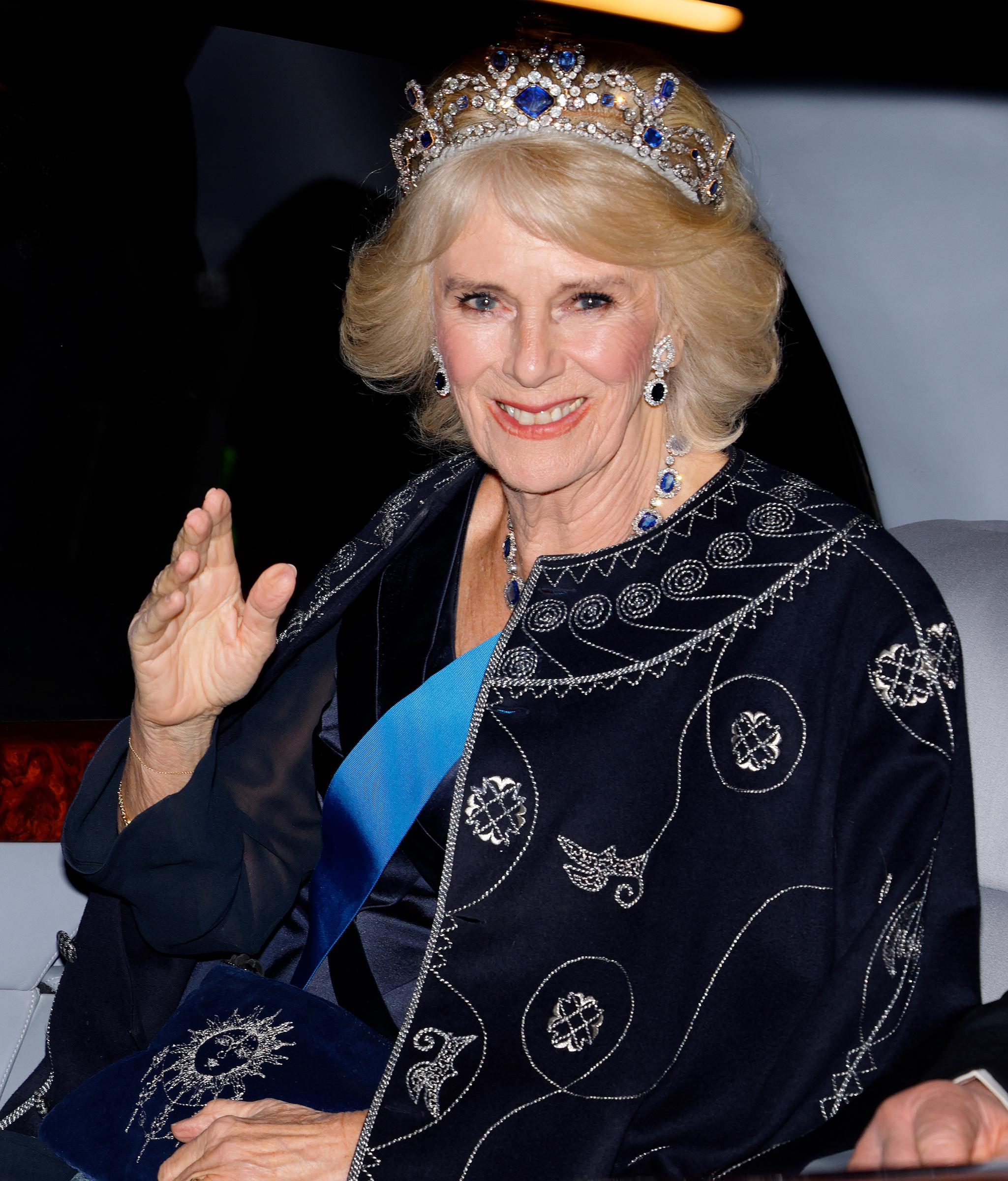 Camilla, Queen Consort arrives at the annual Reception for Members of the Diplomatic Corps at Buckingham Palace in London, England, on December 6, 2022 | Source: Getty Images