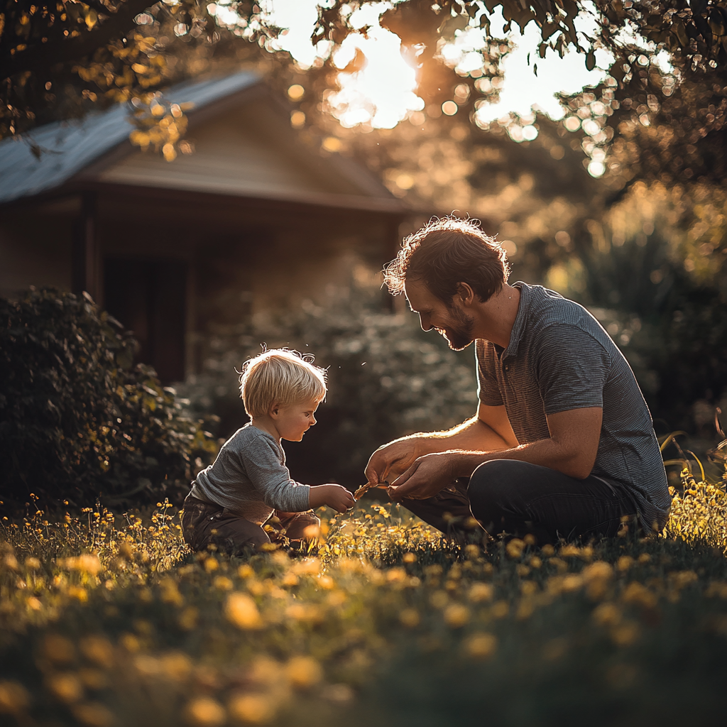 A man playing with his son | Source: Midjourney