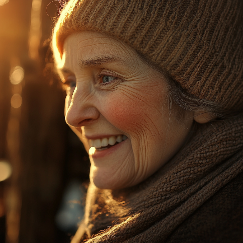 A cheerful older woman laughing | Source: Midjourney