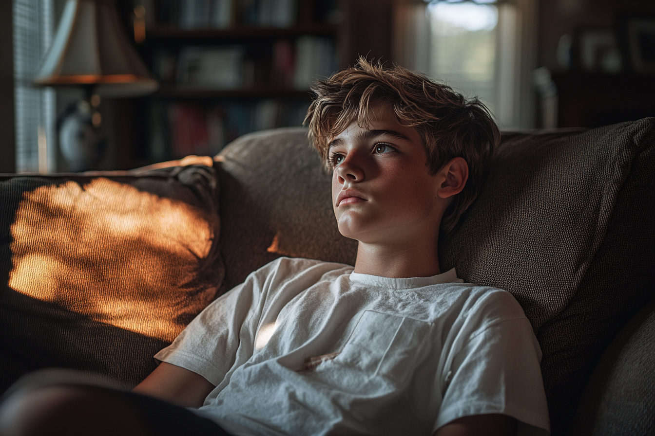 A boy sitting on the couch | Source: Midjourney