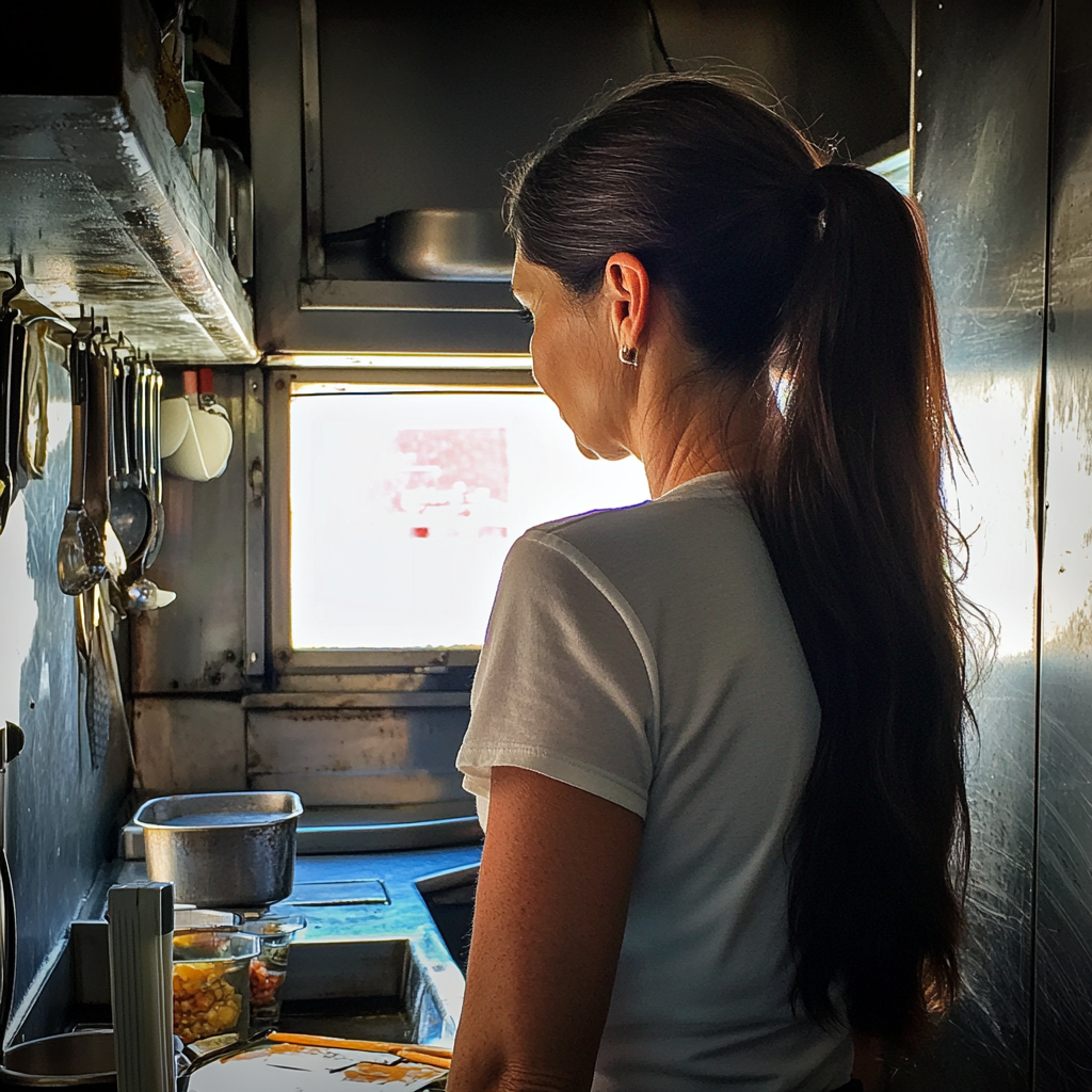 A woman in a kitchen | Source: Midjourney