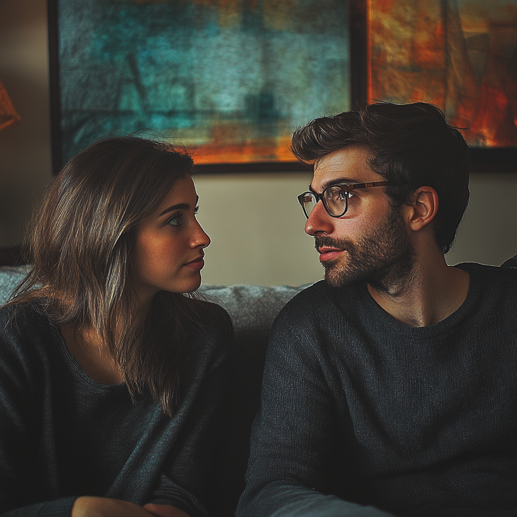 Couple staring at each other | Source: Midjourney