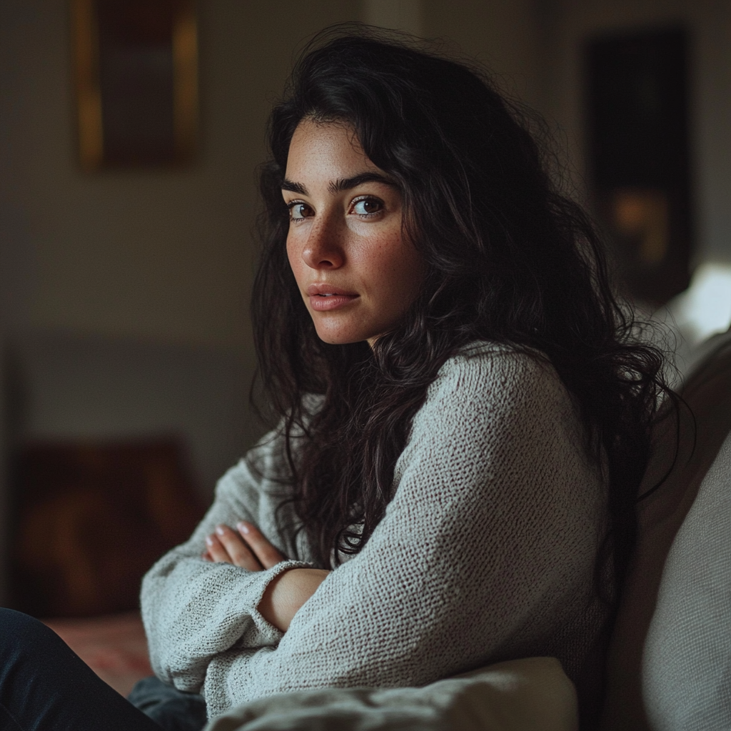 A shot of a serious dark-haired woman | Source: Midjourney