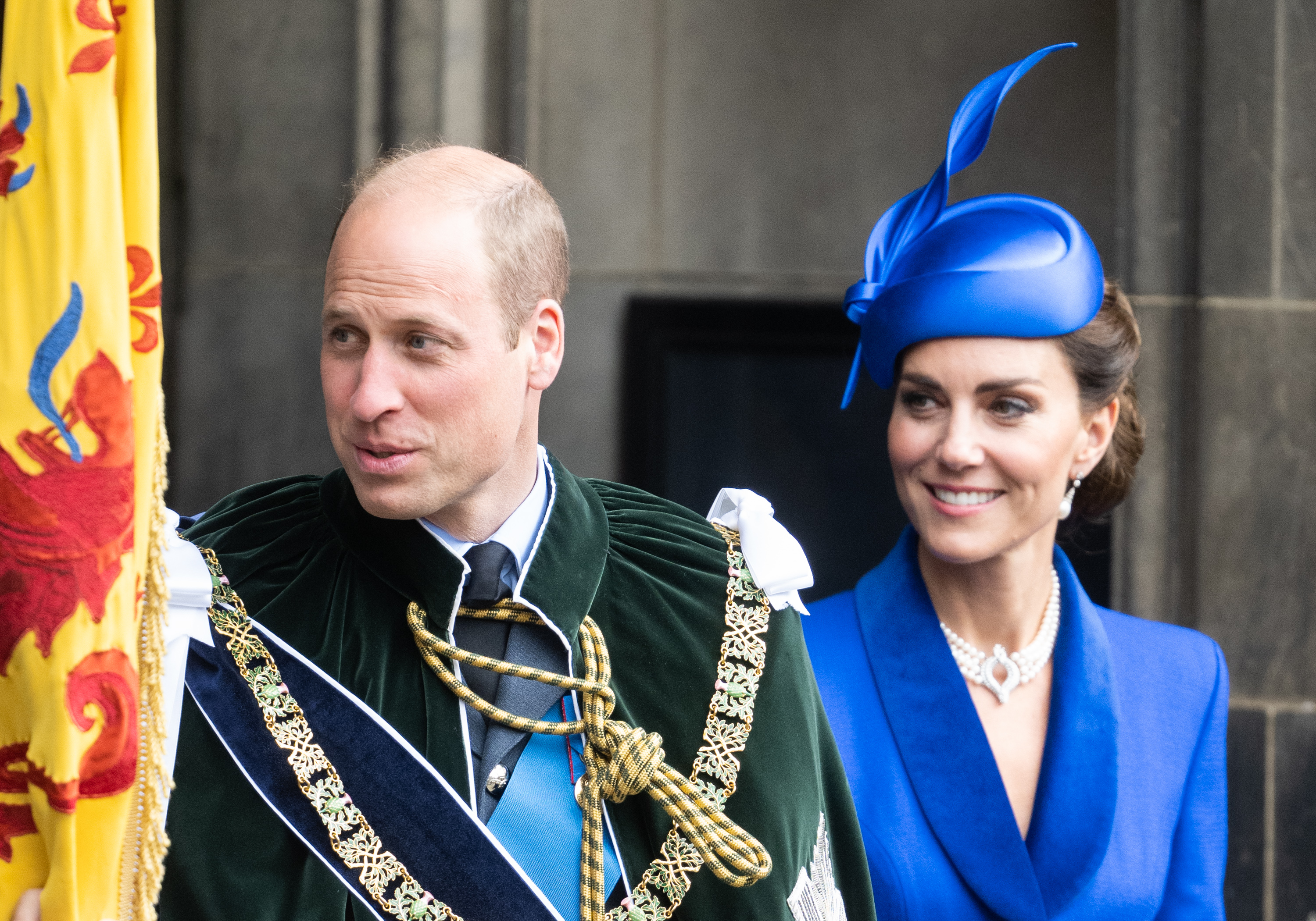 Catherine, Princess of Wales, and Prince William, Prince of Wales depart a national service of thanksgiving and dedication to the coronation of King Charles III and Queen Camilla in Edinburgh, Scotland, on July 5, 2023 | Source: Getty Images