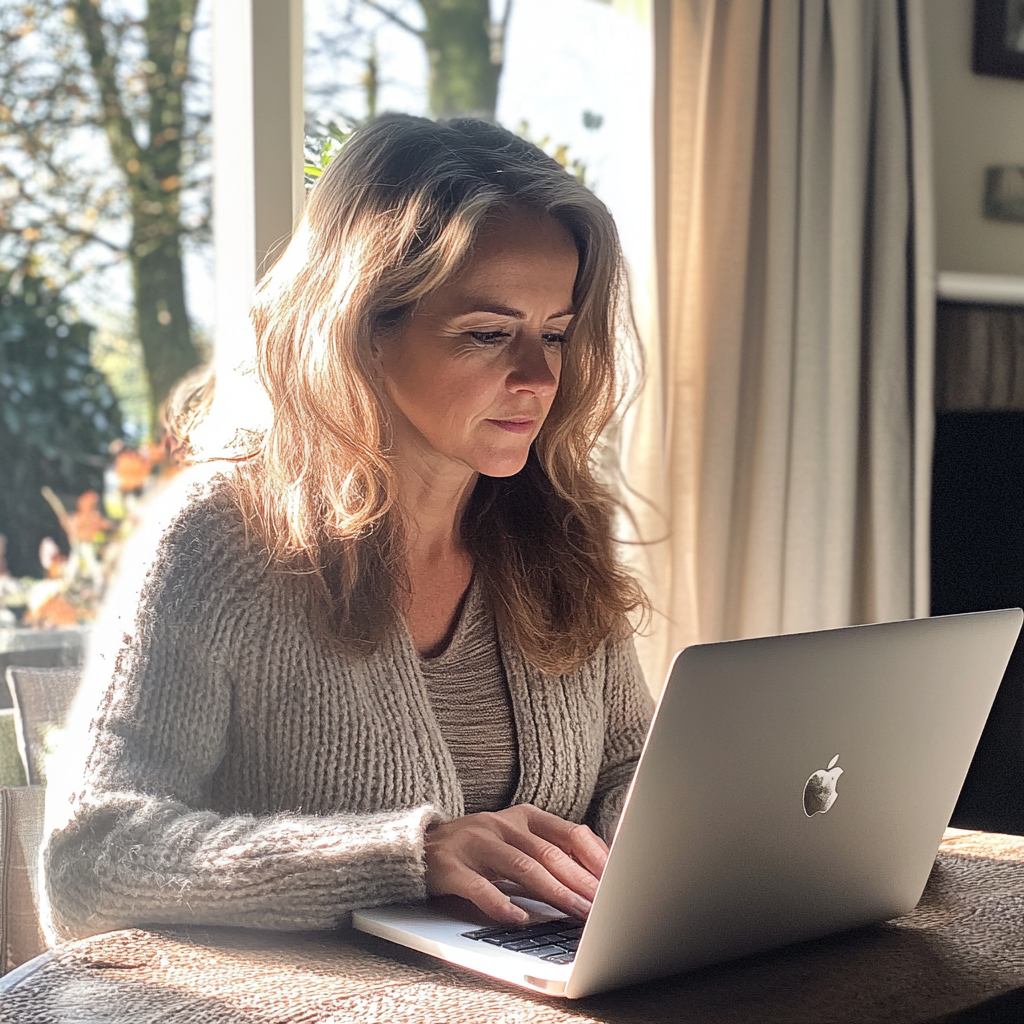 A woman using her laptop | Source: Midjourney