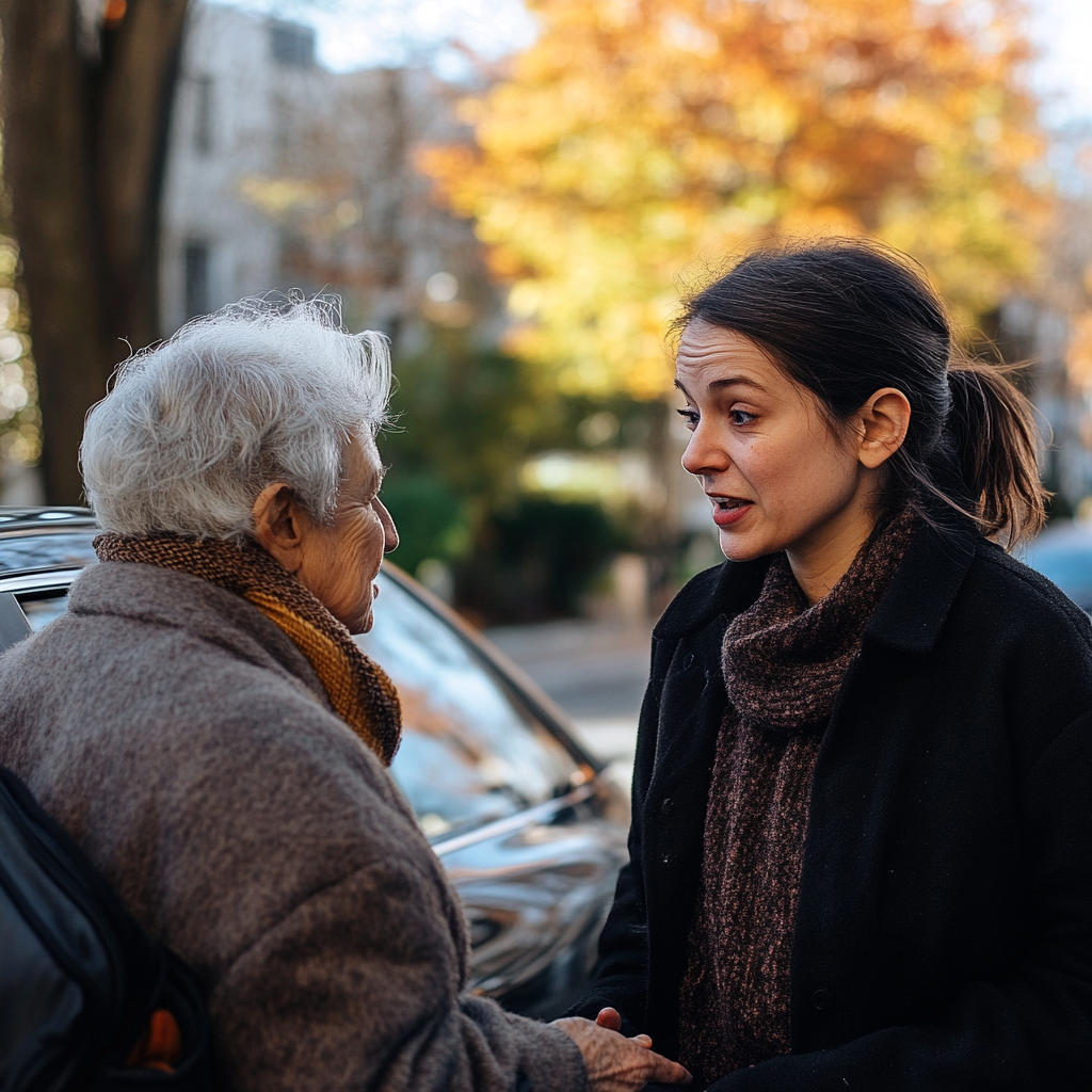 Senior woman talking to a middle-aged woman | Source: Midjourney