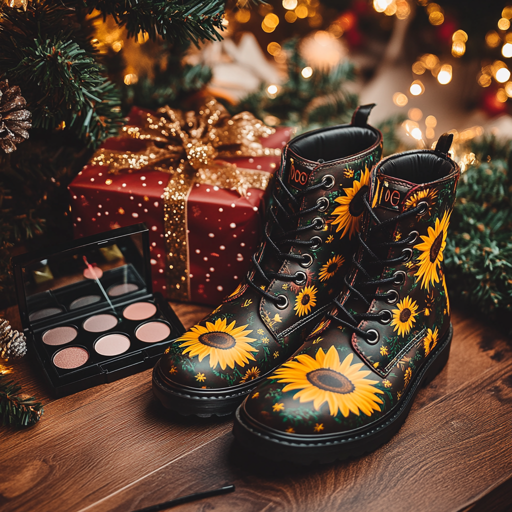 Christmas presents next to a tree | Source: Midjourney