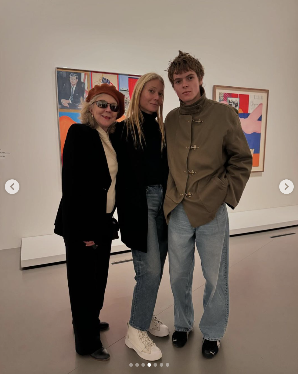 Blythe Danner, Gwyneth Paltrow, and Moses Martin are seen in a photo shared on December 1, 2024 | Source: Instagram/gwynethpaltrow