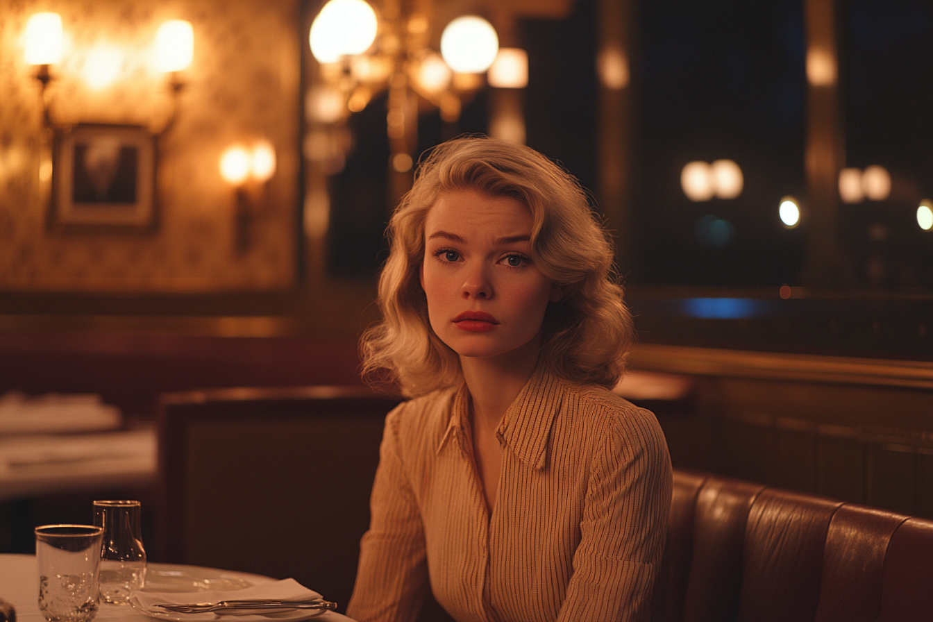 A woman sitting in a restaurant | Source: Midjourney