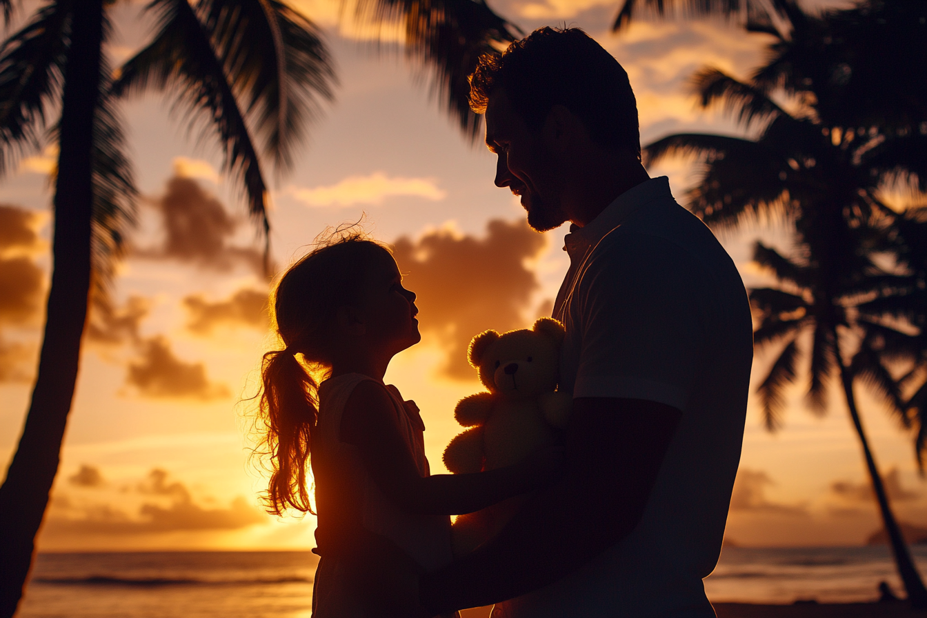 Silhouette of a man with his little daughter | Source: Midjourney