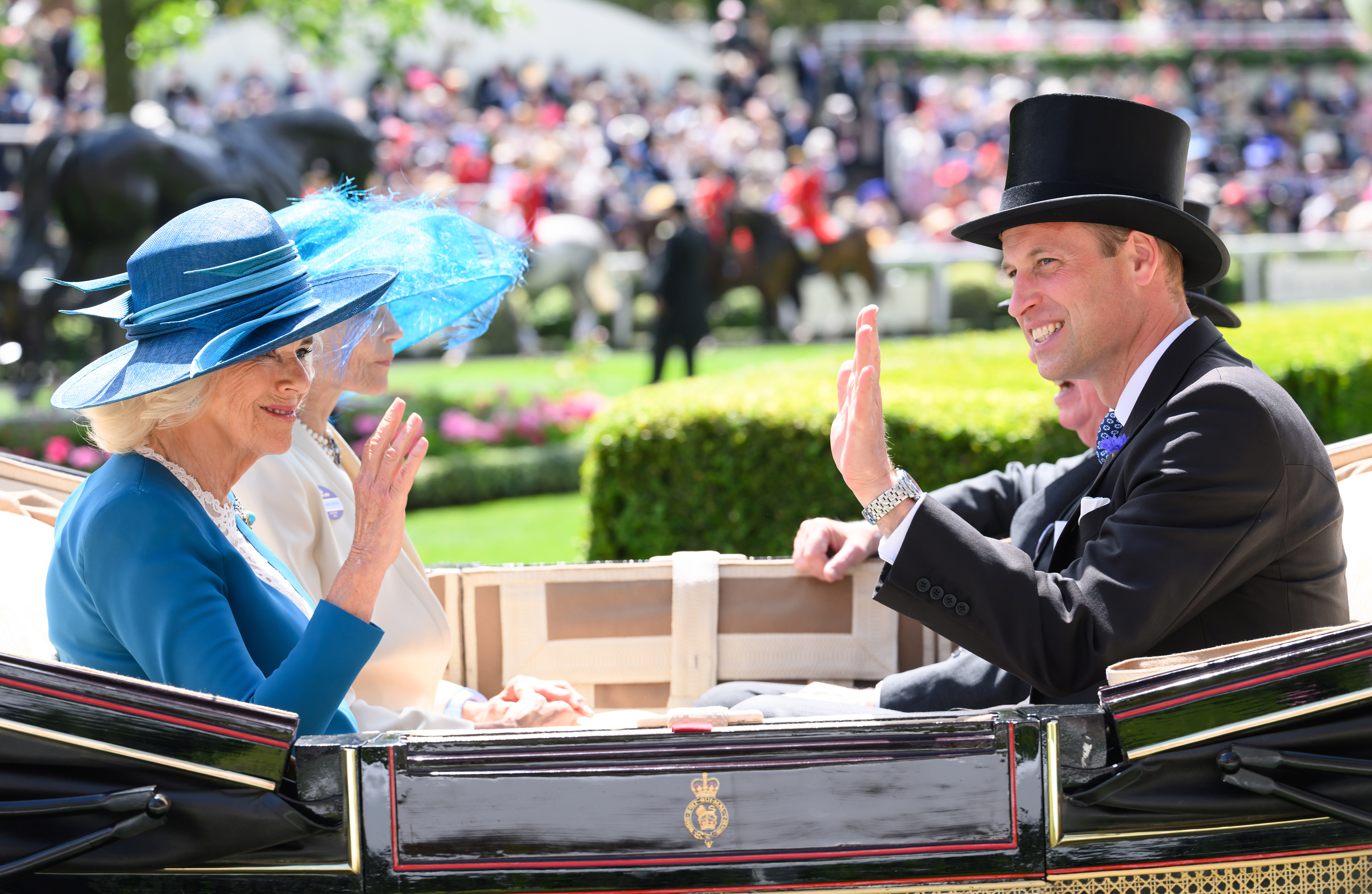 Queen Camilla and Prince William, Prince of Wales attend day two of Royal Ascot 2024 in Ascot, England, on June 19, 2024 | Source: Getty Images