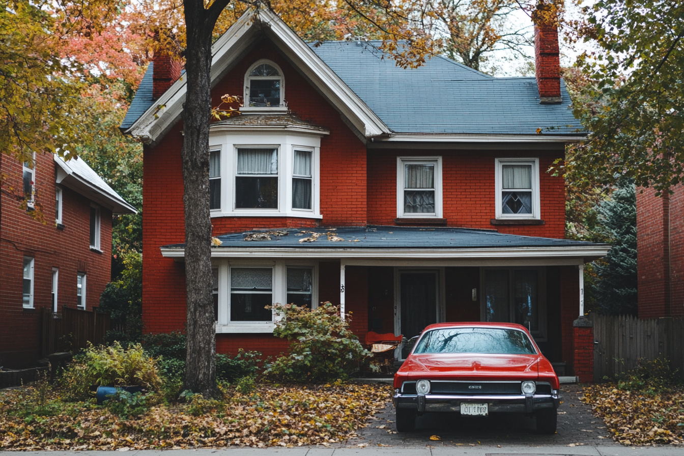 A car parked outside a house | Source: Midjourney