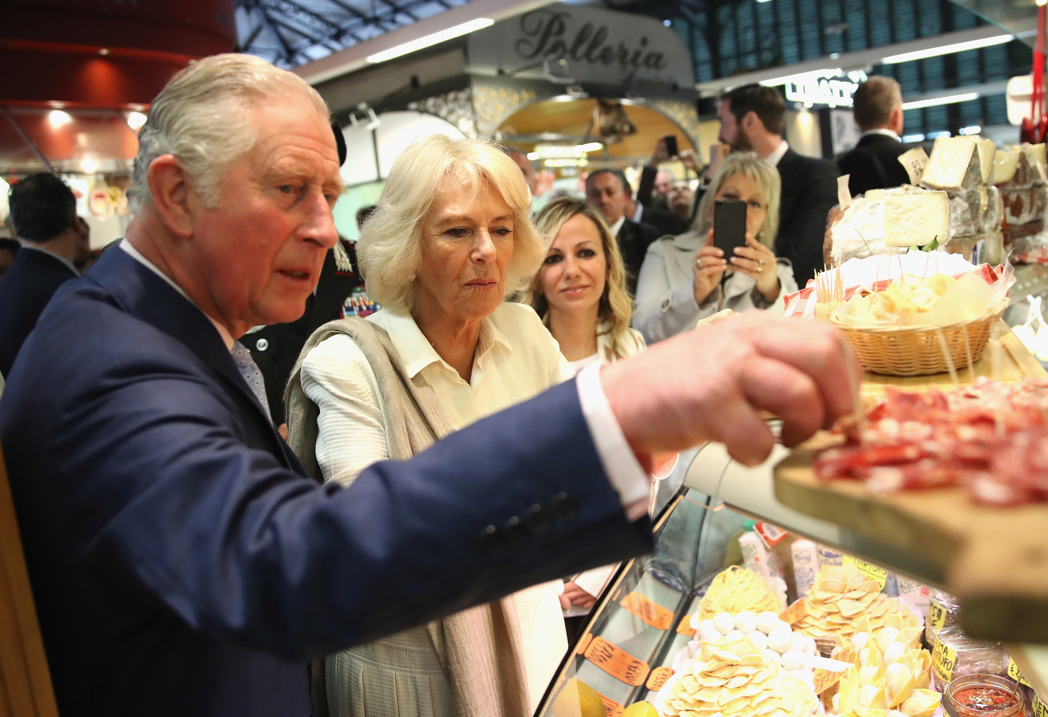 Prince Charles, Prince of Wales, and Camilla, Duchess of Cornwall visit Sant'Ambrogio Market and areas affected by the earthquakes of 2016, in Florence, Italy, on April 3, 2017 | Source: Getty Images