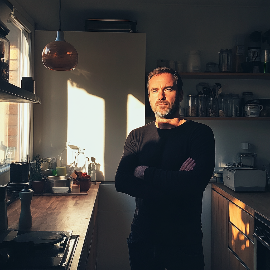 A man standing in a kitchen | Source: Midjourney