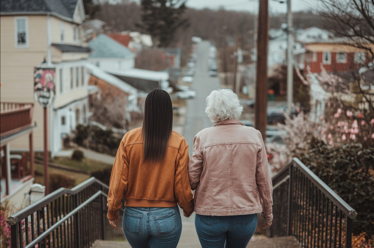 Two women walking together | Source: Midjourney