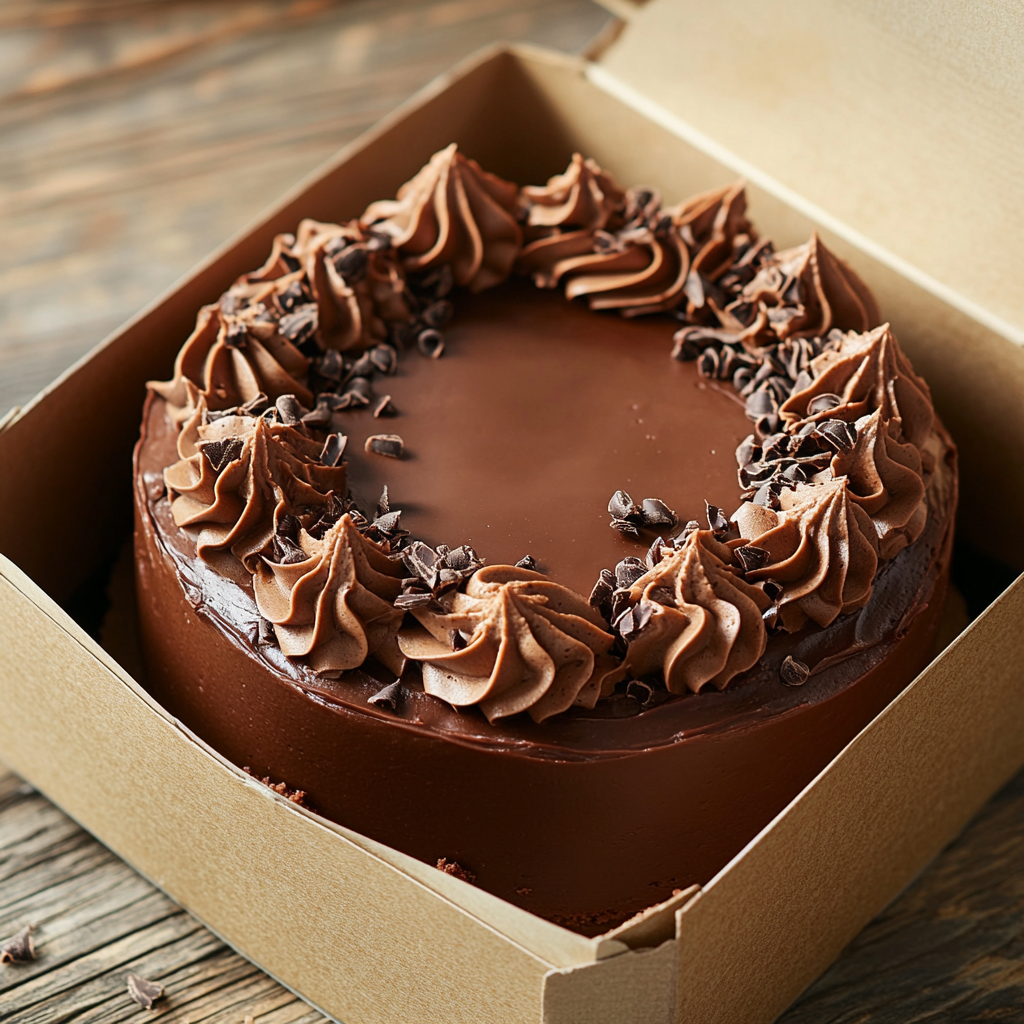 A chocolate cake in a box | Source: Midjourney