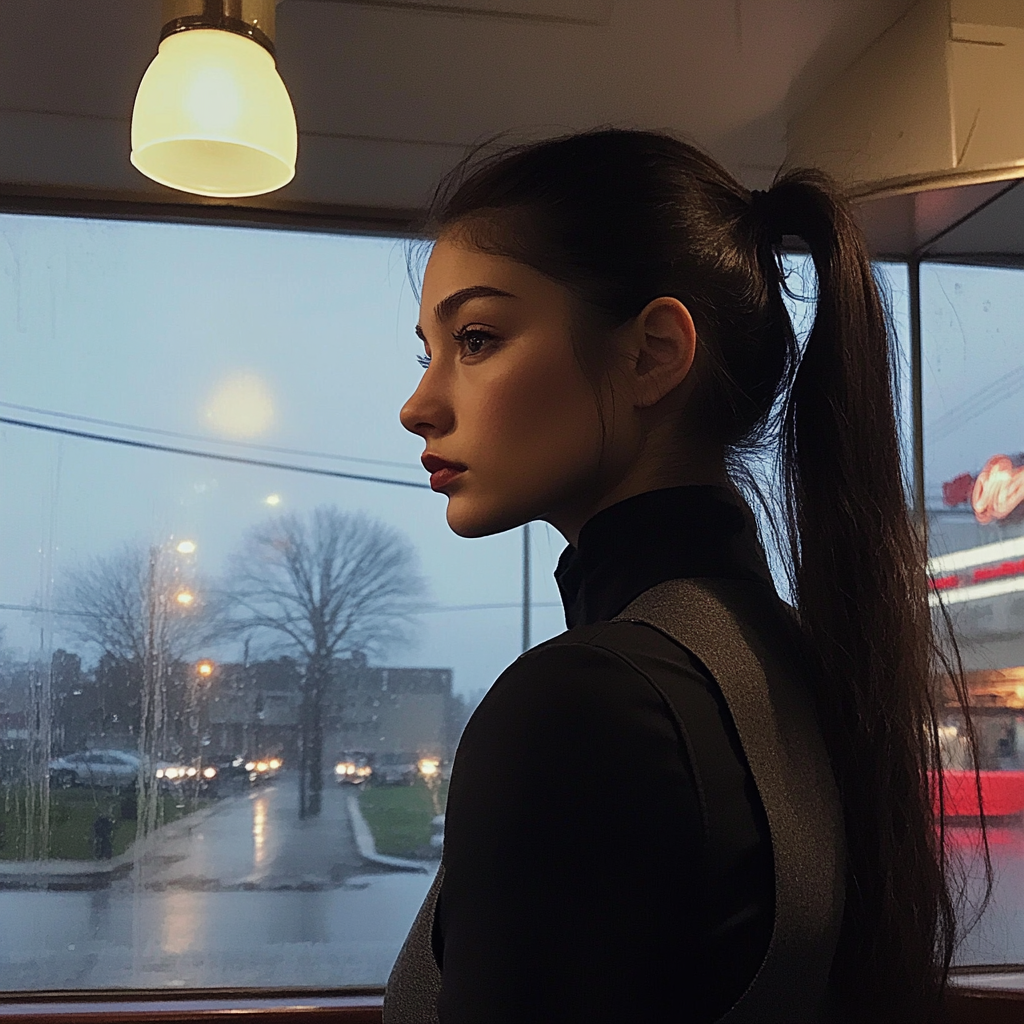 A woman standing in a diner | Source: Midjourney