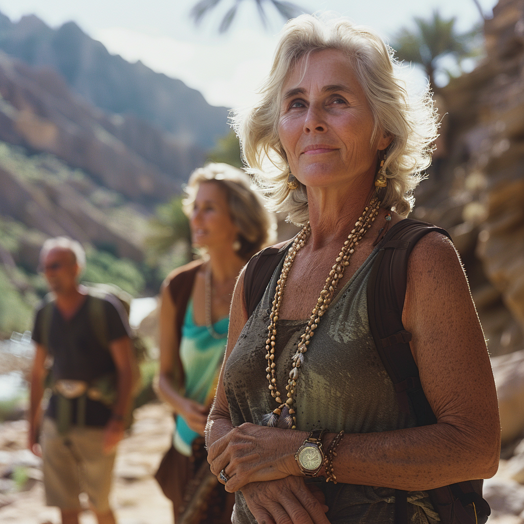 Three people on a hike | Source: Midjourney