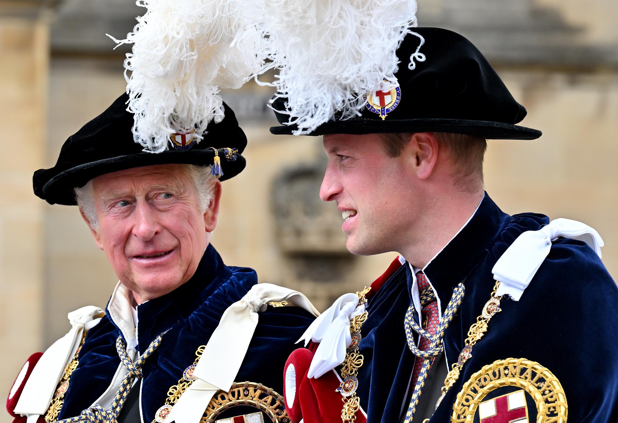 Prince Charles, Prince of Wales, and Prince William, Duke of Cambridge attend The Order of The Garter service in Windsor, England, on June 13, 2022 | Source: Getty Images