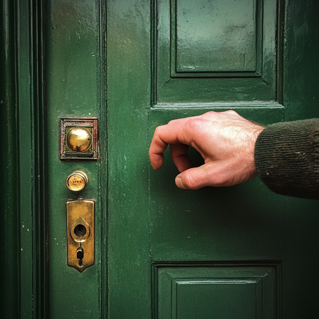 A person reaching for a door | Source: Midjourney