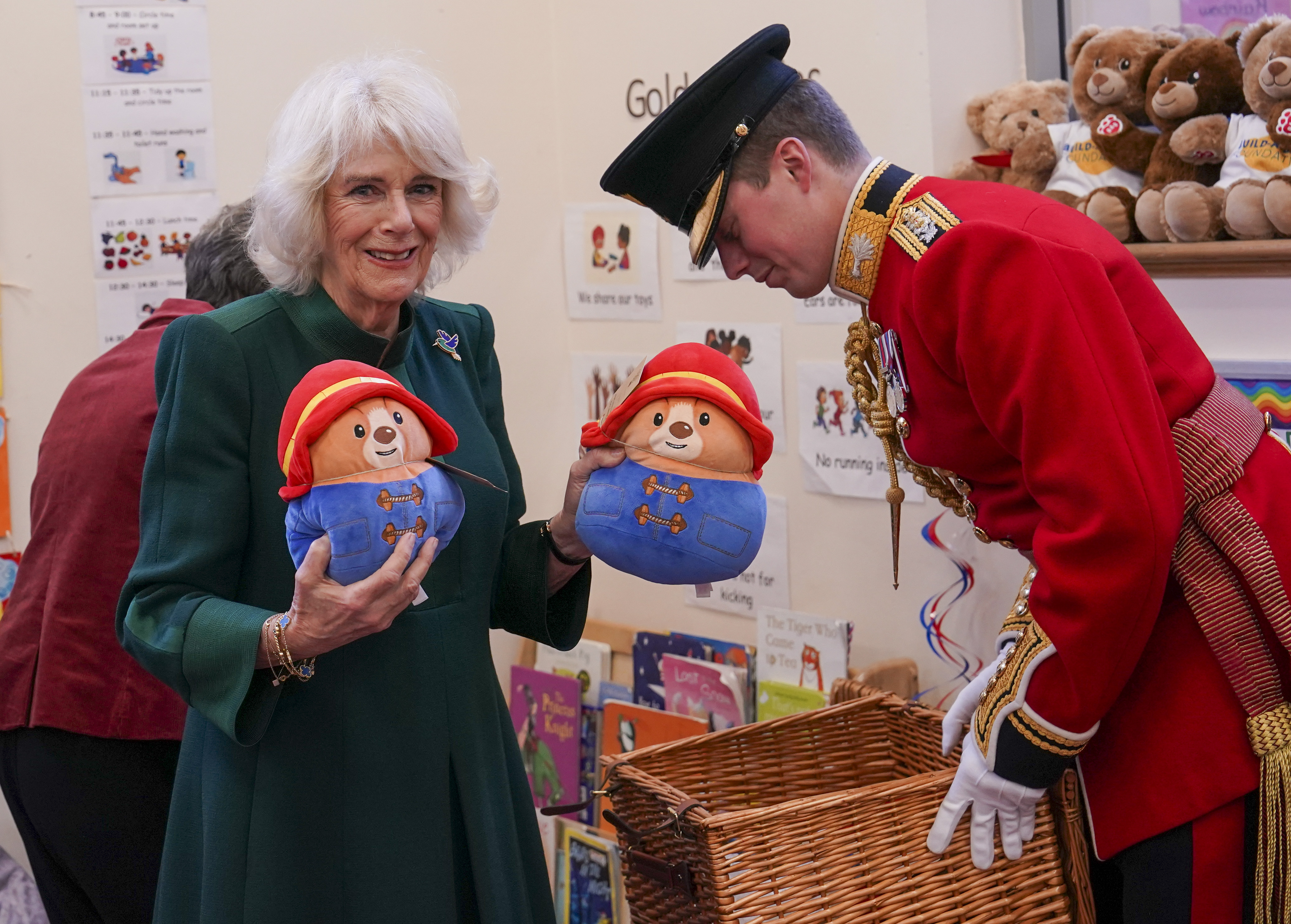 Camilla, Queen Consort attends a special teddy bear picnic at Barnardo's Nursery in Bow in London, England, on November 24, 2022 | Source: Getty Images