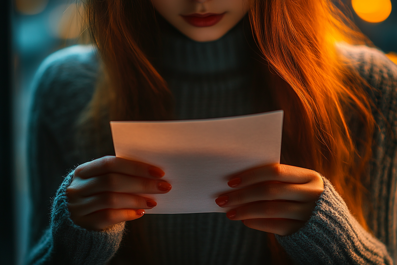 A teenage girl holding a letter | Source: Midjourney