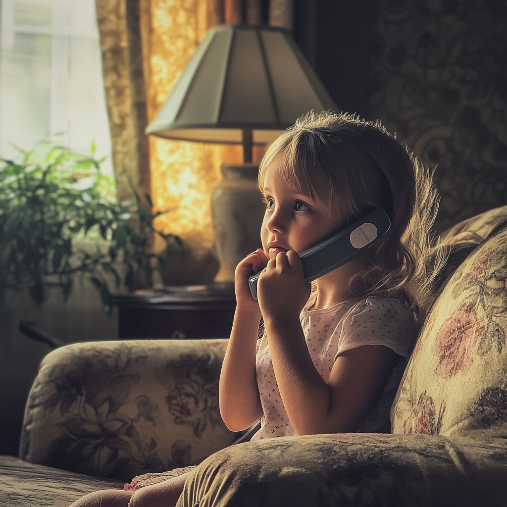 A little girl talking on the phone | Source: Midjourney