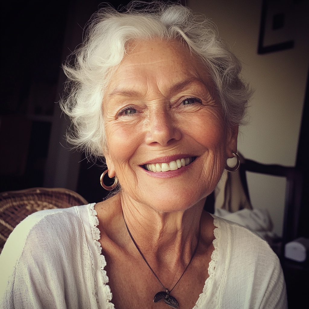 A smiling older woman | Source: Midjourney