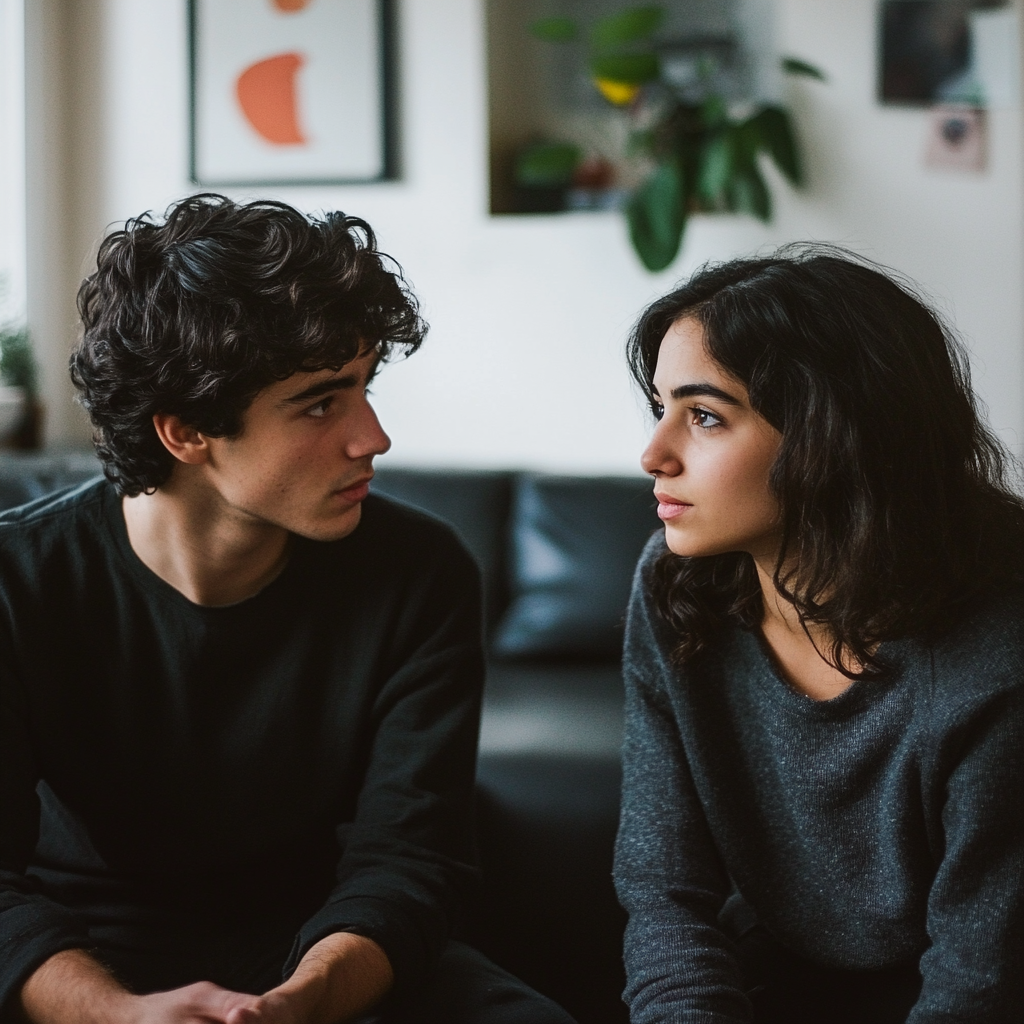 A man having a serious talk with his girlfriend | Source: Midjourney