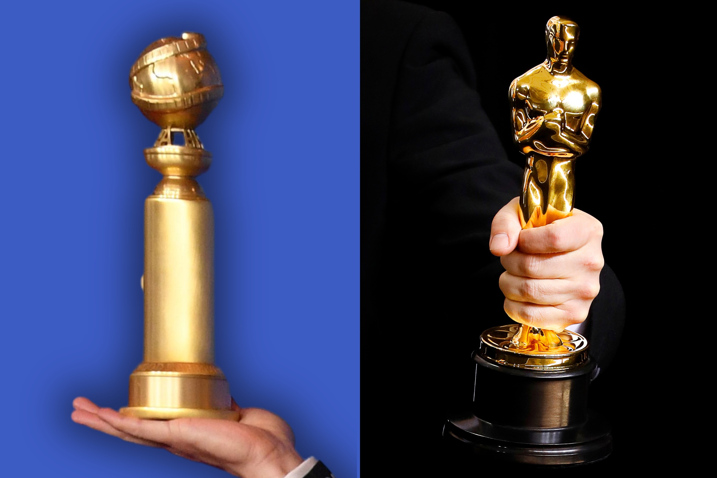 Golden Globe trophy and Academy Award