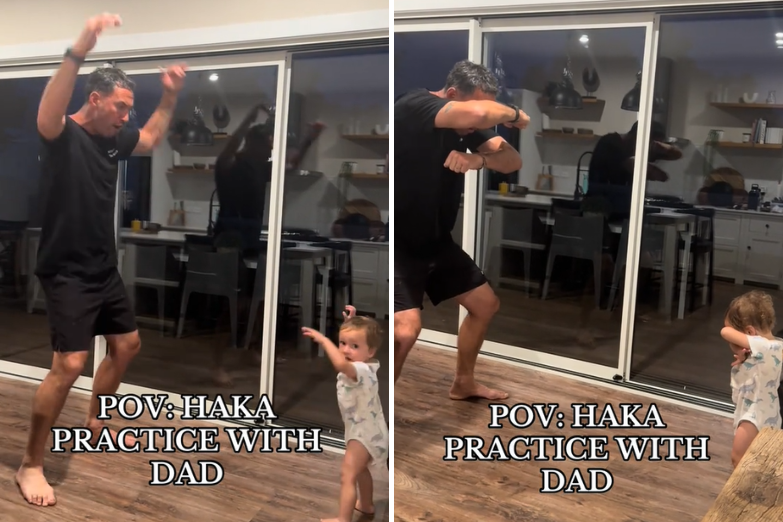 Haka practice with dad