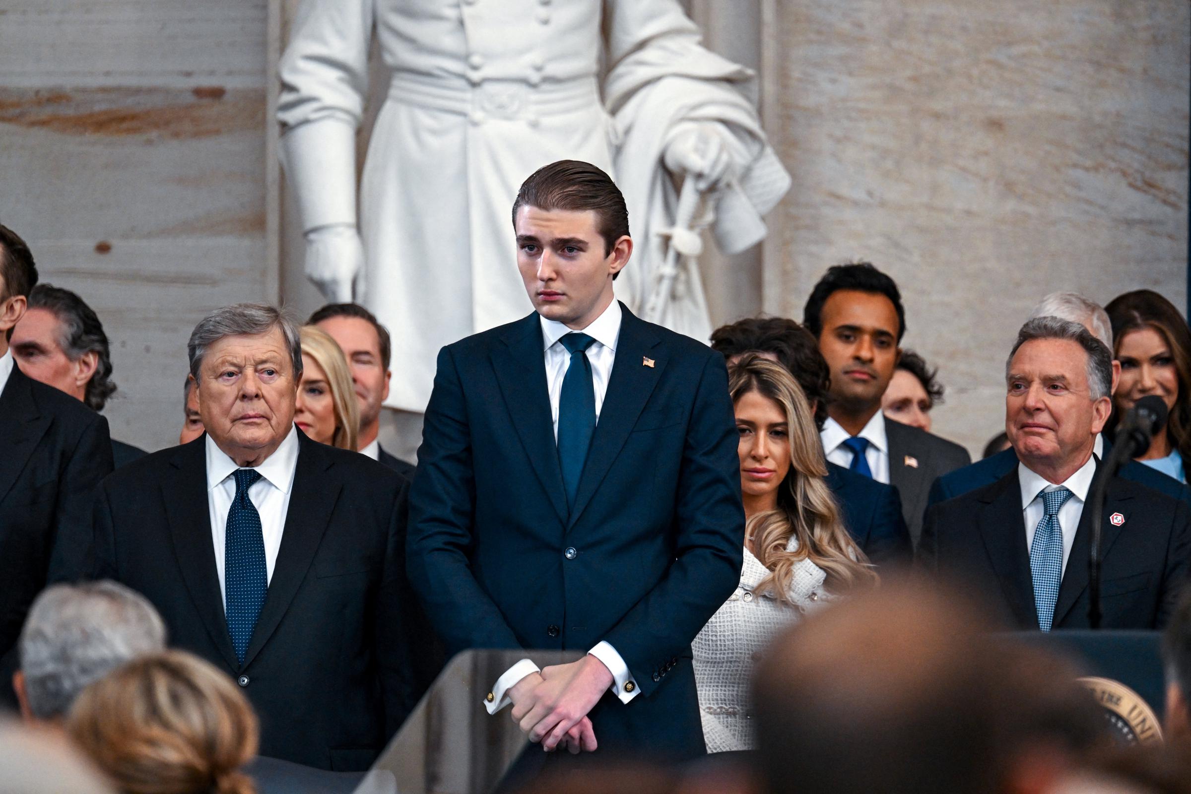 Barron Trump and his grandfather Viktor Knavs arrive for the inauguration of Donald Trump as the 47th president of the United States inside the Rotunda of the US Capitol in Washington, DC, on January 20, 2025 | Source: Getty Images