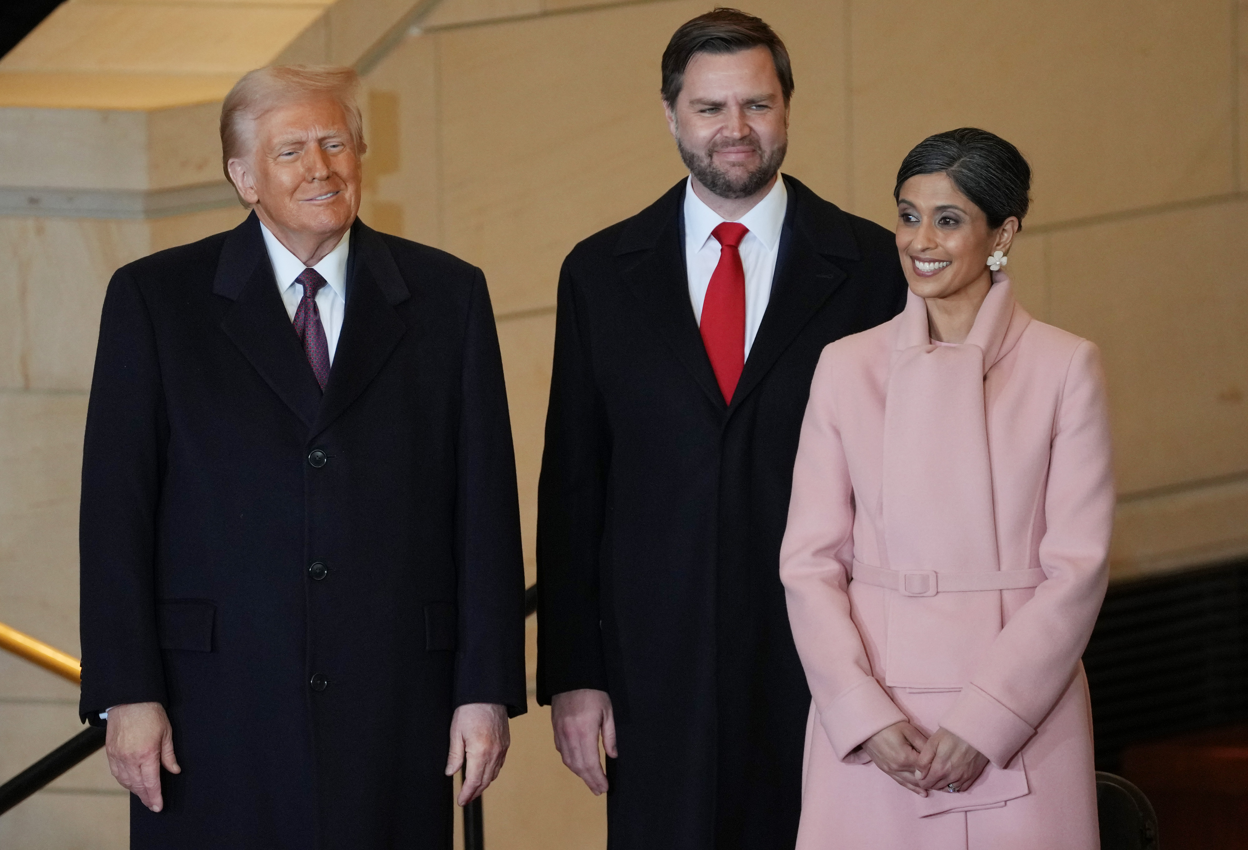 President Donald Trump, Vice President JD Vance, and Second Lady Usha Vance visit Emancipation Hall following the swearing-in ceremony | Source: Getty Images