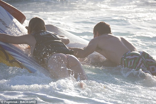 So close: The duo appeared to be enjoying their various water activities