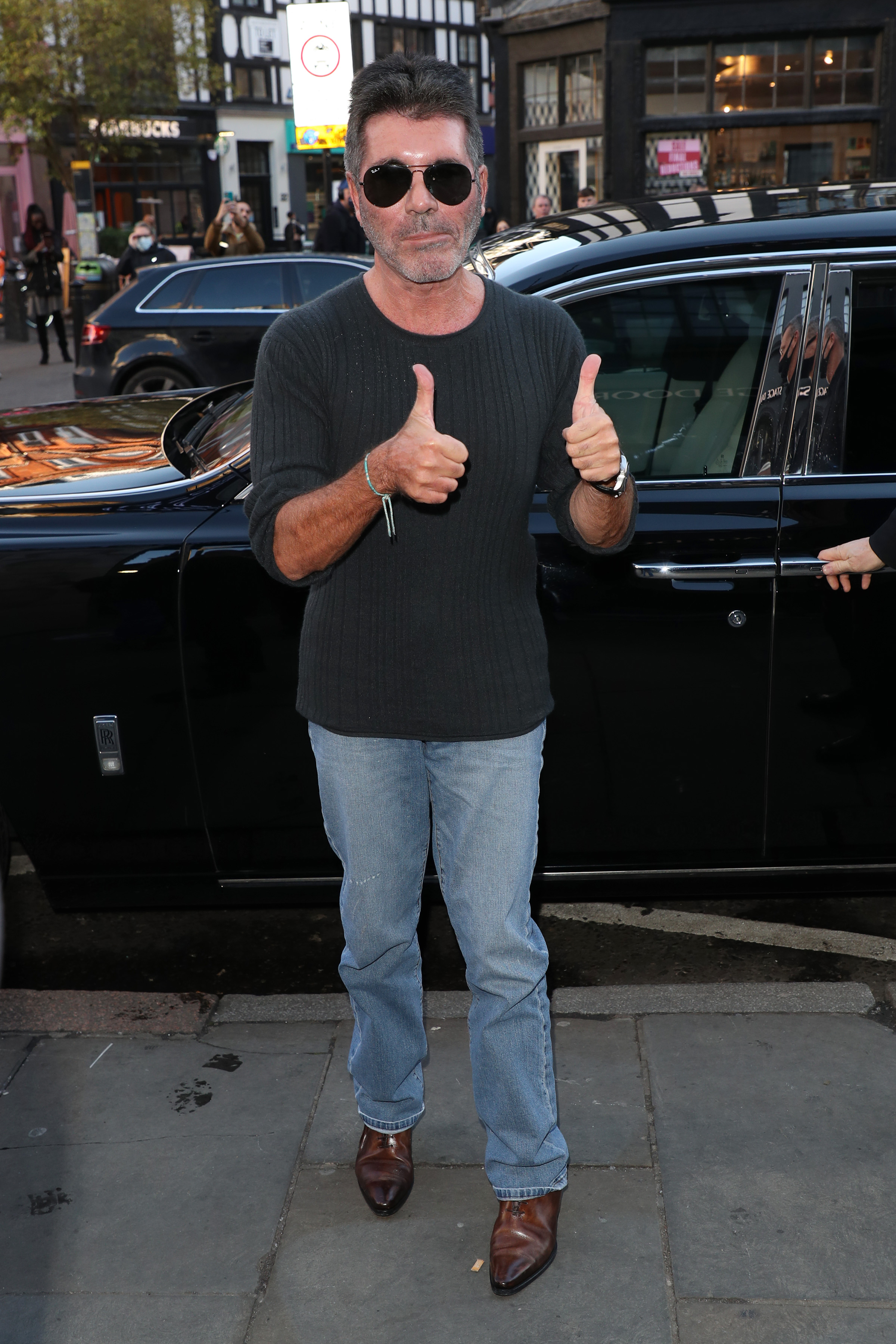 Simon Cowell arrives at the London Palladium for