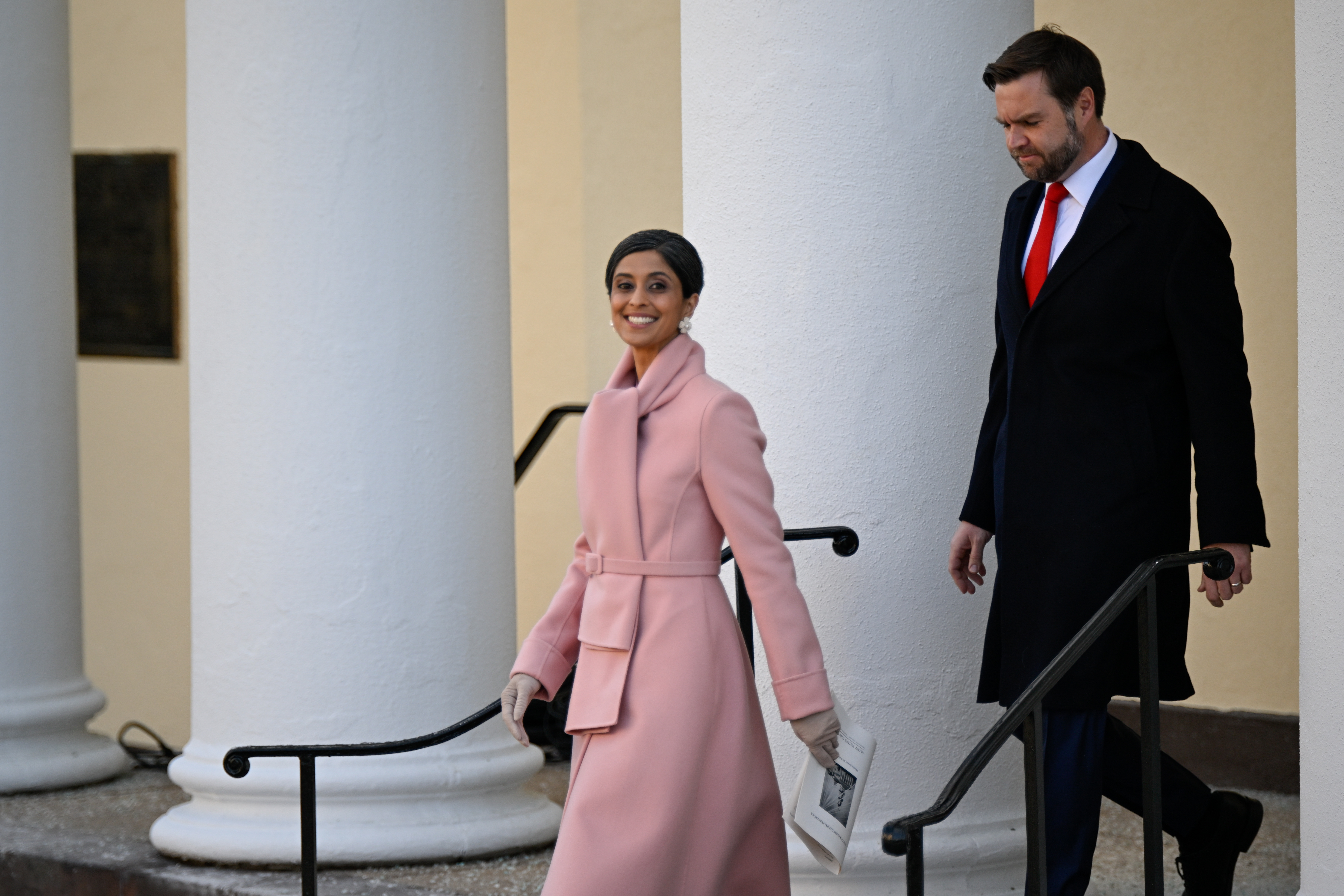 J.D. Vance and his wife Usha depart from St. John's Episcopal Church in Washington, D.C. | Source: Getty Images