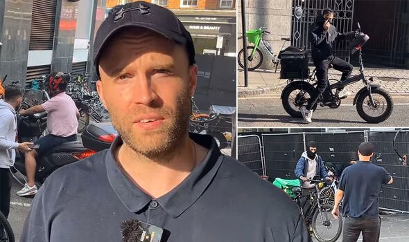 A montage of images of Zak Garner-Purkis contronting migrants working illegally